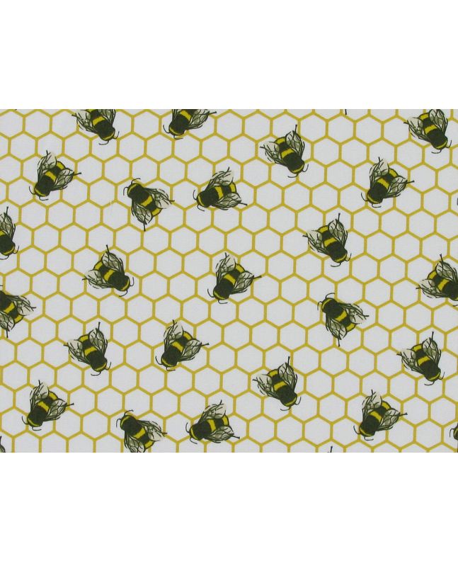 Bee Hive Cotton Poplin Print, Ivory