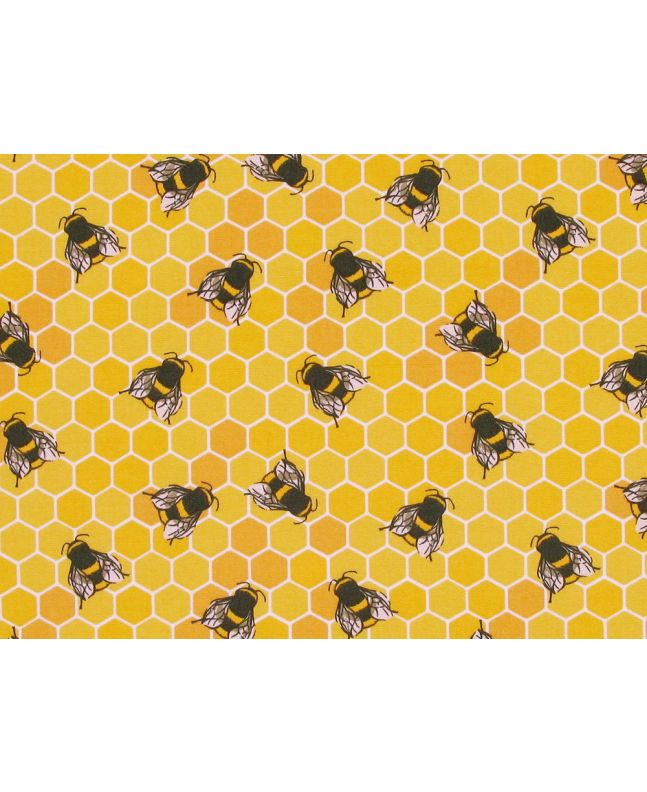 Bee Hive Cotton Poplin Print, Yellow