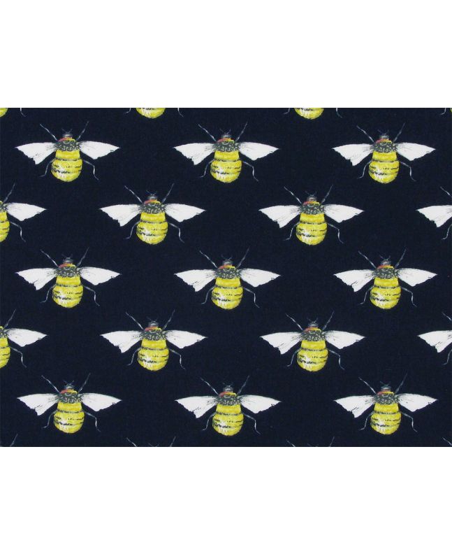 Busy Bees Cotton Poplin Print, Navy