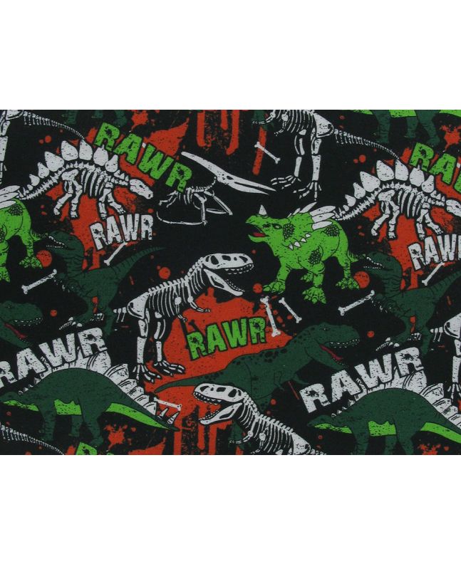 Dinosaur Skeleton Digital Cotton Print