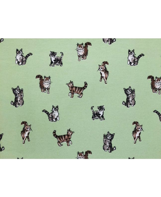 Cotton Rich Panama Canvas, Shabby Cats, Green