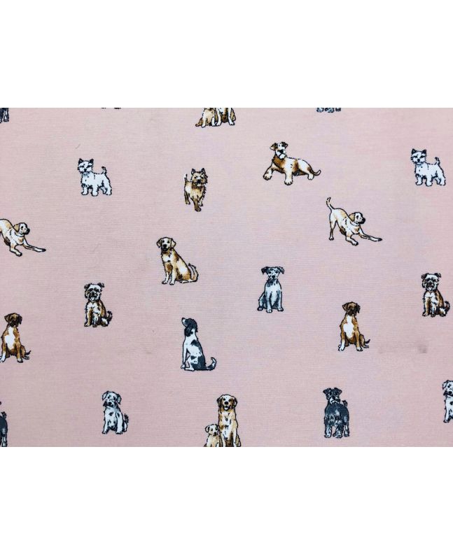 Cotton Rich Panama Canvas, Shabby Dogs, Pink