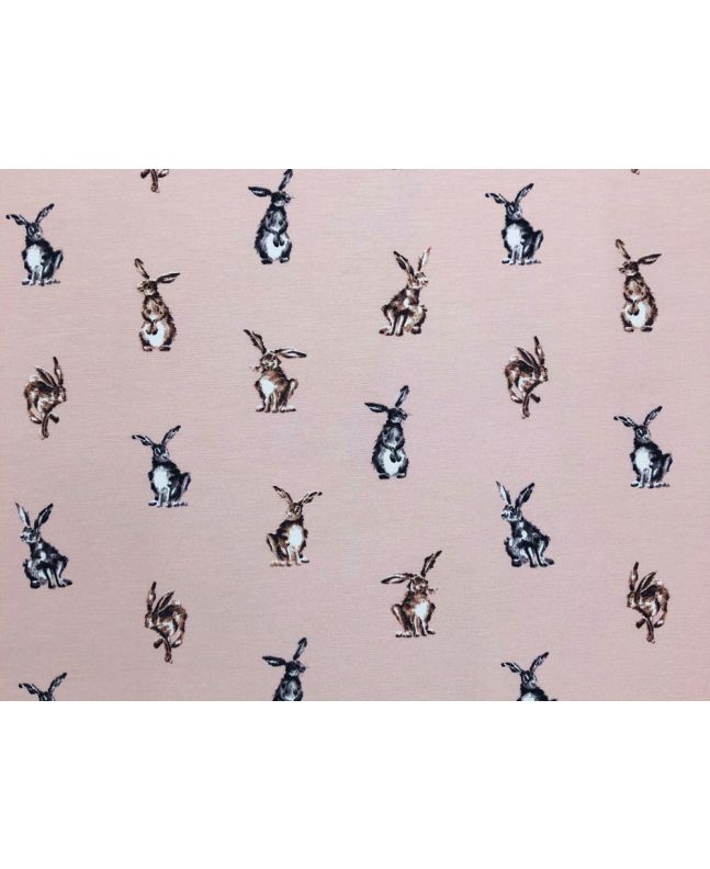 Cotton Rich Panama Canvas, Shabby Hares, Pink