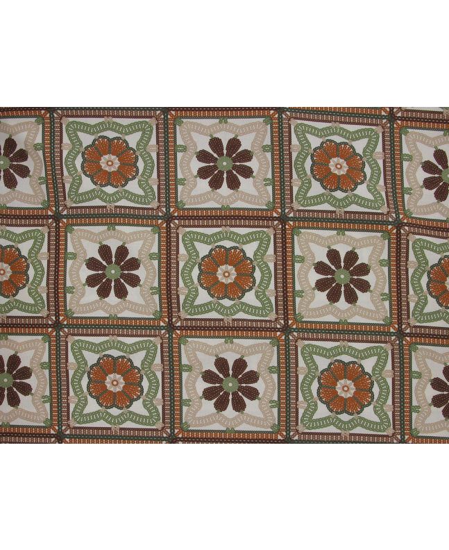 Crochet Squares Cotton Viscose Print, Cream