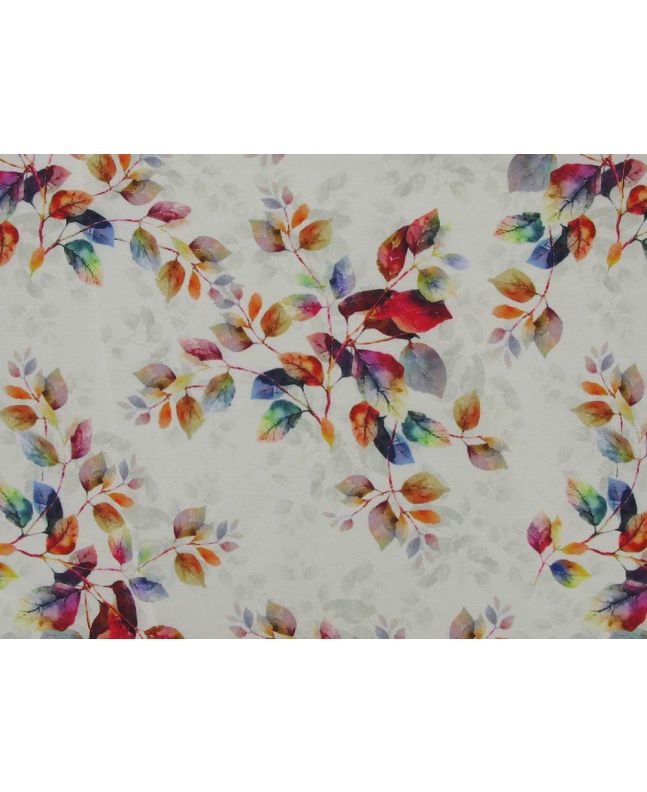 Crystal Smooth Dress Print, Leaf Vines, Cream