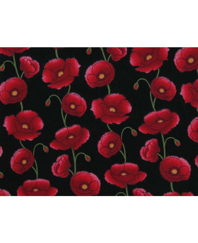 Dainty Poppy Cotton Poplin Print, Black