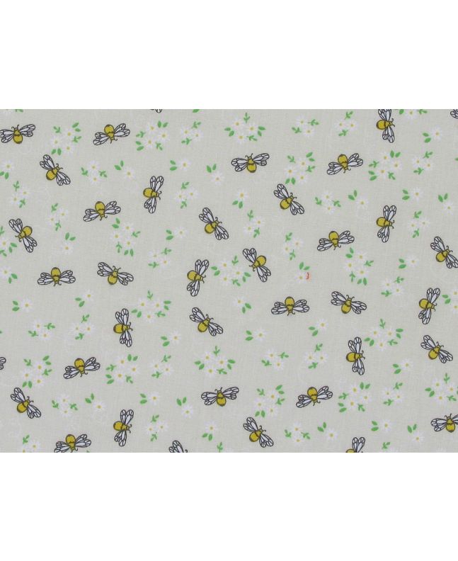 Daisy Bees Polycotton Print, Cream