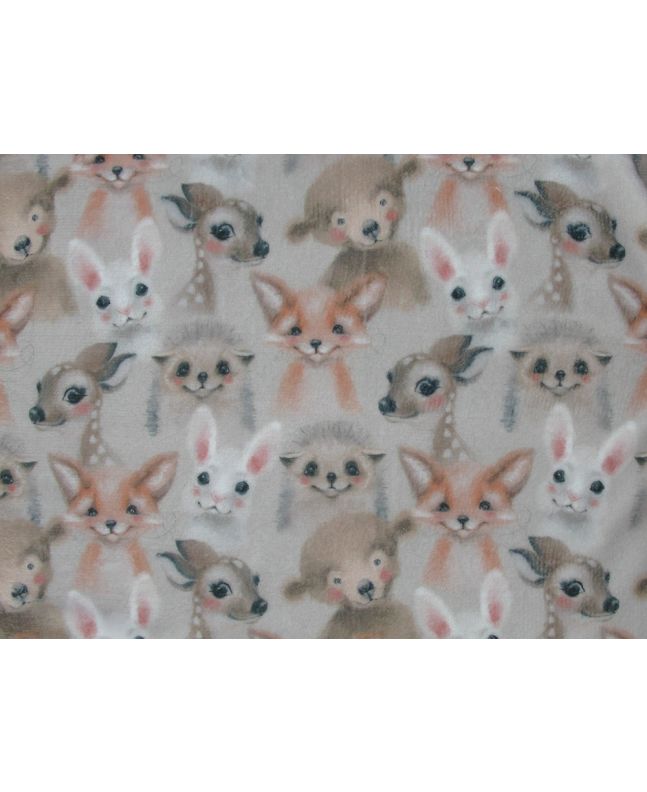 Digital Print Soft Huggle Fleece, Woodland Baby Animals