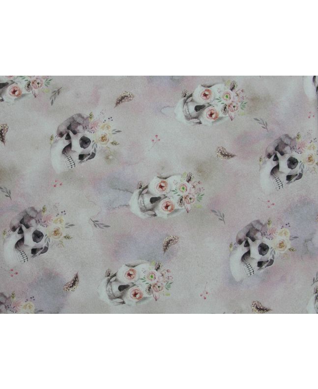 Skulls and Roses French Terry, Pastel