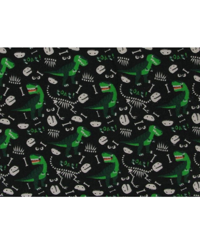 Dinosaur Bones Brushed Cotton Rich Winceyette, Black