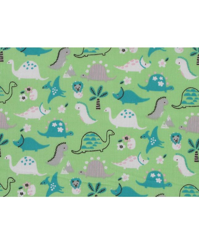 Dinosaur Gang Polycotton Print, Mint