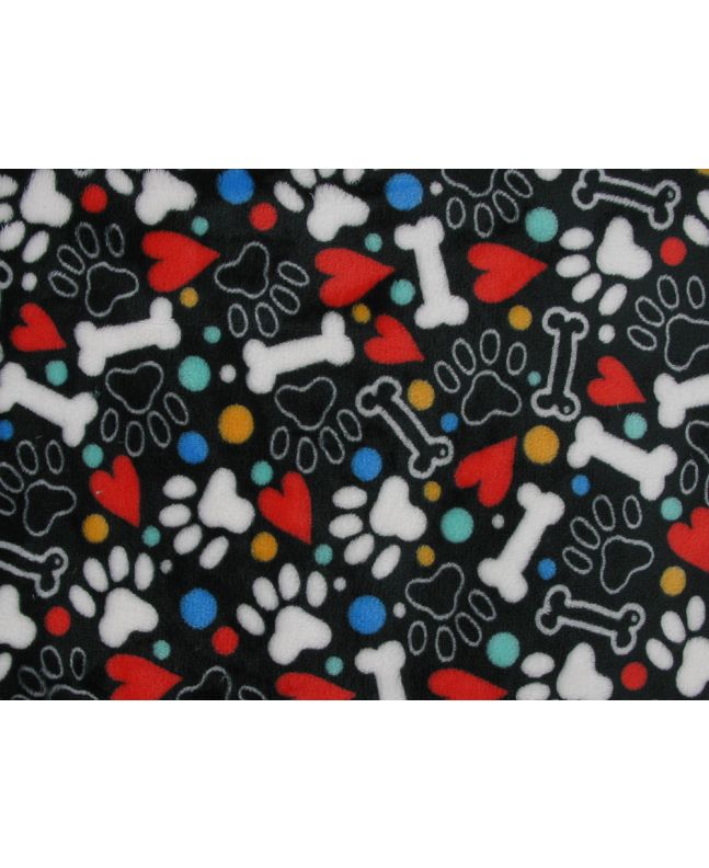 Doggy Bone Hearts Cuddle Fleece, Black