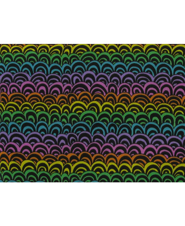 Doodle Rainbows Polycotton Print, Black