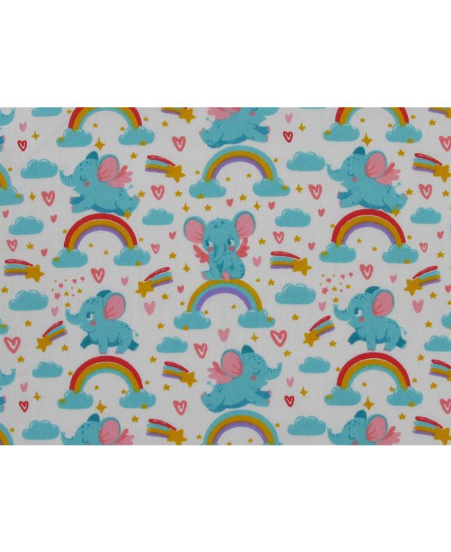 Elephant Rainbow Polycotton Print