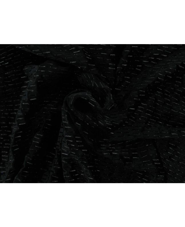 Embossed Dash Stretch Velour Elastique, Black