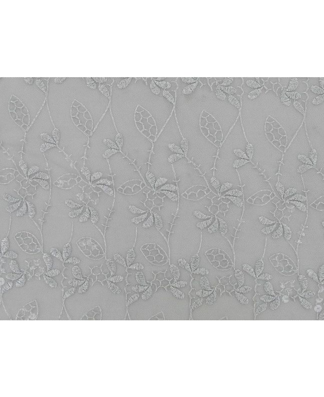 Blossom Bliss Embroidered Scalloped Edged Sequin Tulle, Sky