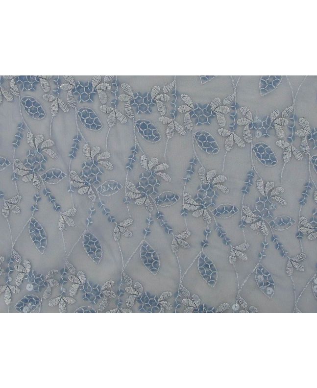 Blossom Bliss Embroidered Scalloped Edged Sequin Tulle, White