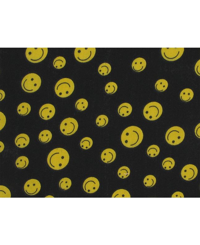 Emoji Smiles Polycotton Print, Black