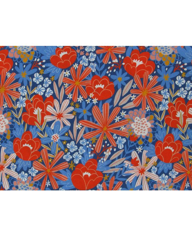 Enchanted Floral Garden Cotton Print, Blue