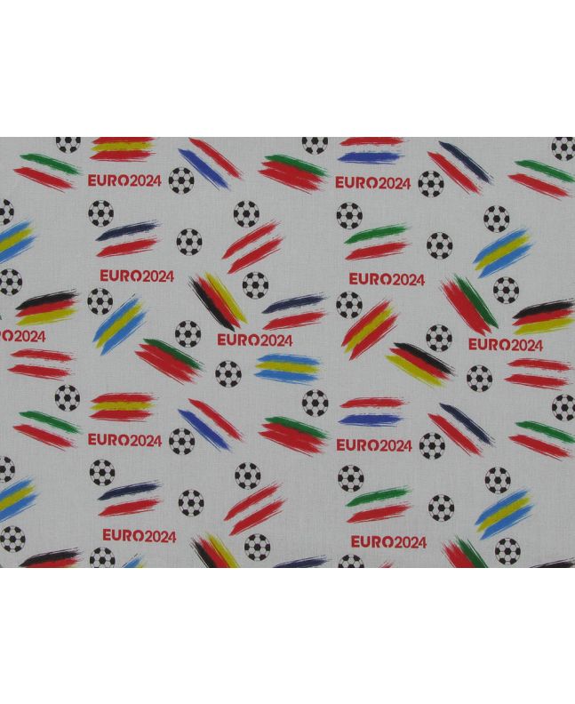 Euro 2024 Football Cotton Print, White