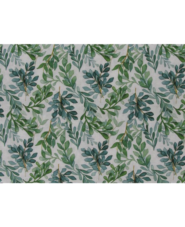 Falling Autumn Leaves Viscose Linen Print, White