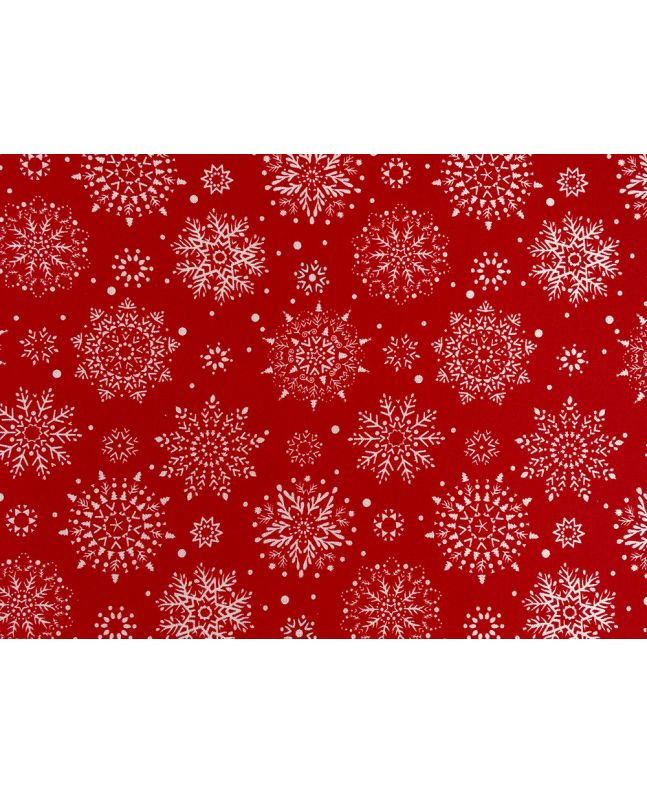 Fancy Winter Snowflake Cotton Print, Red