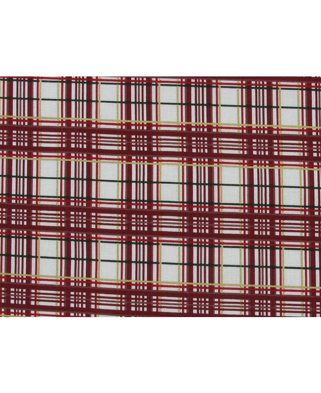 Festive Tartan Cotton Print, Cream