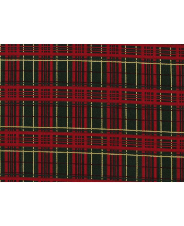 Festive Tartan Cotton Print, Green