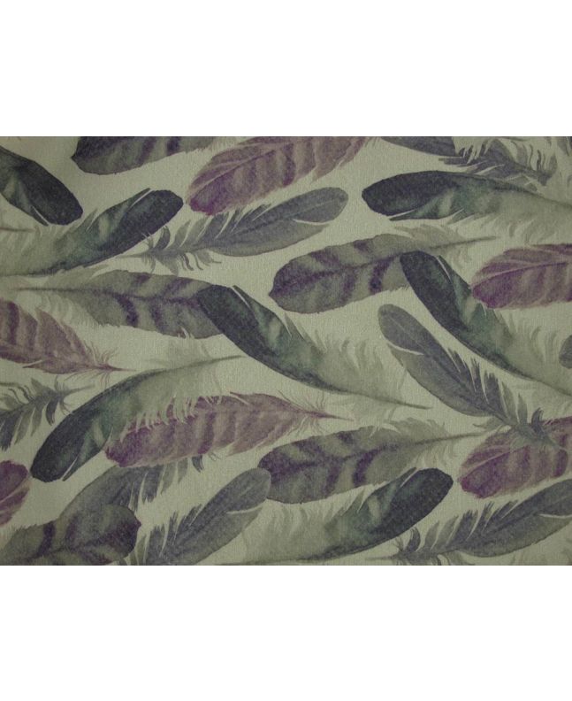 Floating Feathers Printed Curtain Fabric, Aubergine