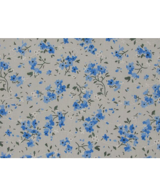 Flora Float Printed Embroidered Anglaise, Blue