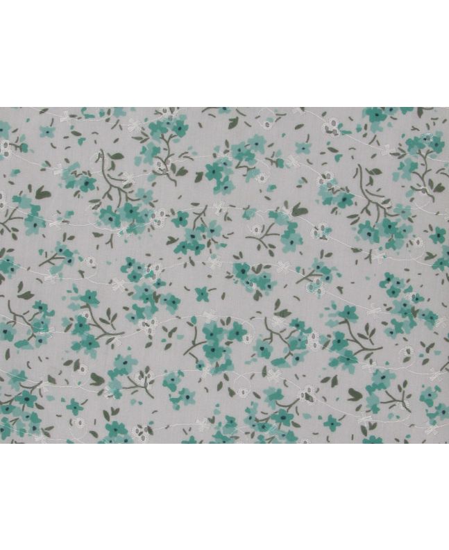 Flora Float Printed Embroidered Anglaise, Jade