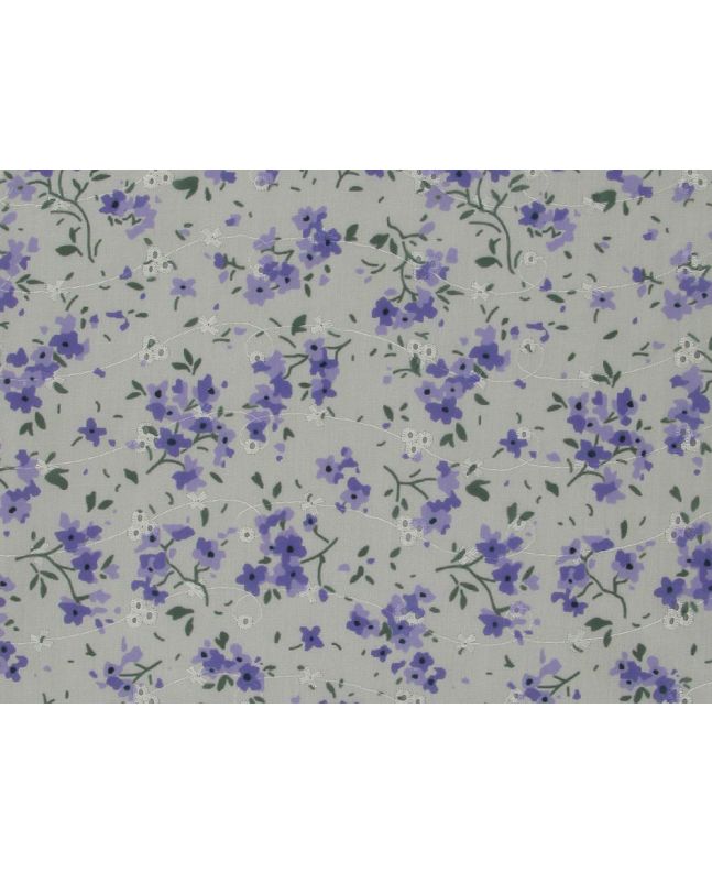 Flora Float Printed Embroidered Anglaise, Purple