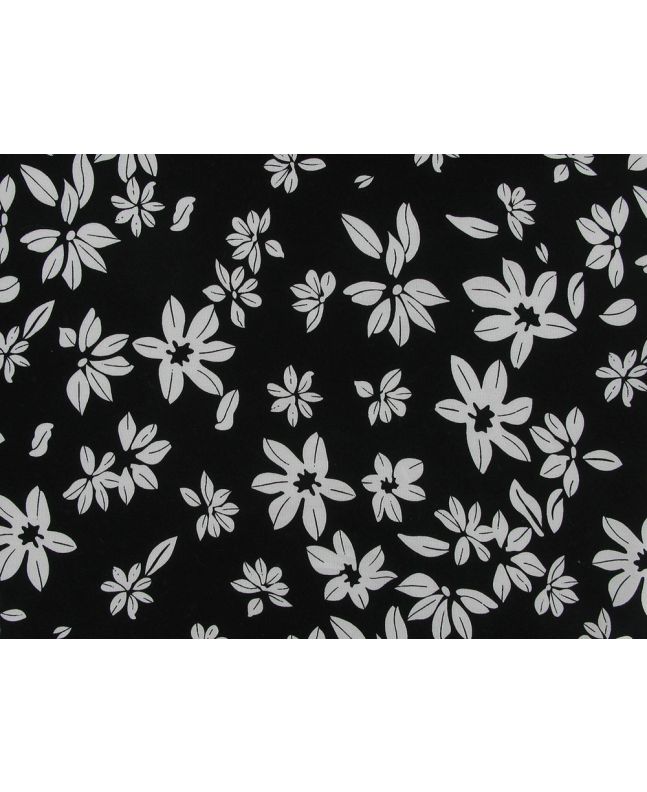 Floral Blooms Viscose Print, Black