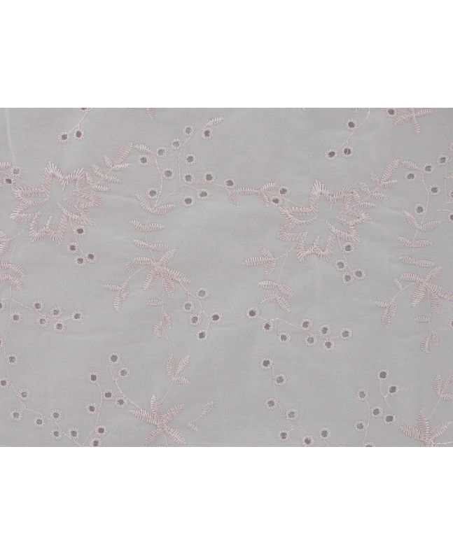Floral Branches Embroidered Anglaise, Baby Pink