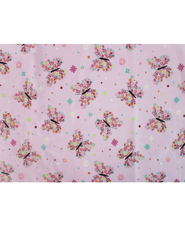Floral Butterfly Wings Cotton Jersey, Pink