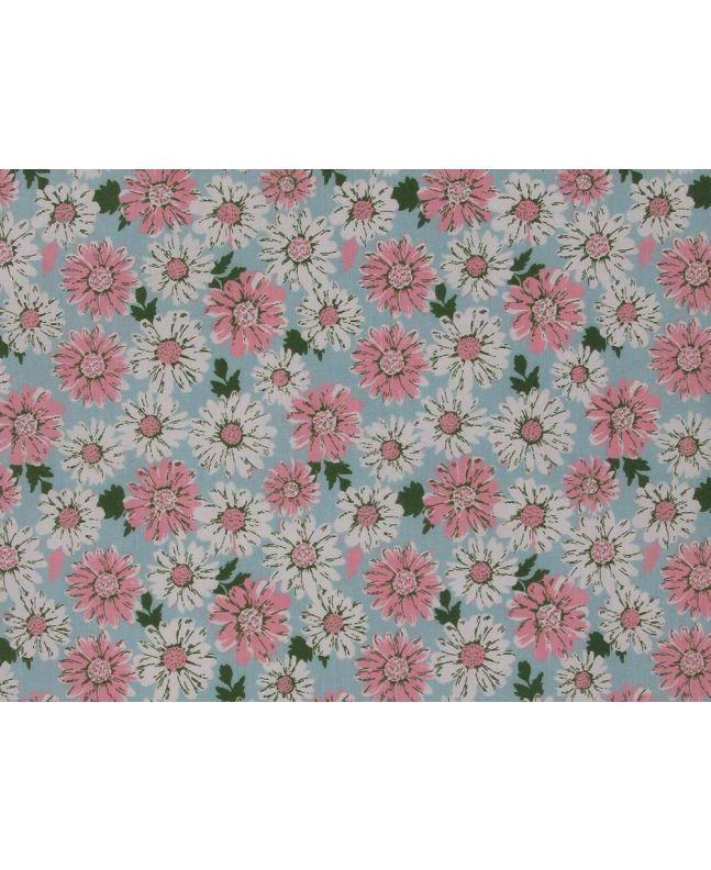 Floral Gerba Polycotton Print, Sky
