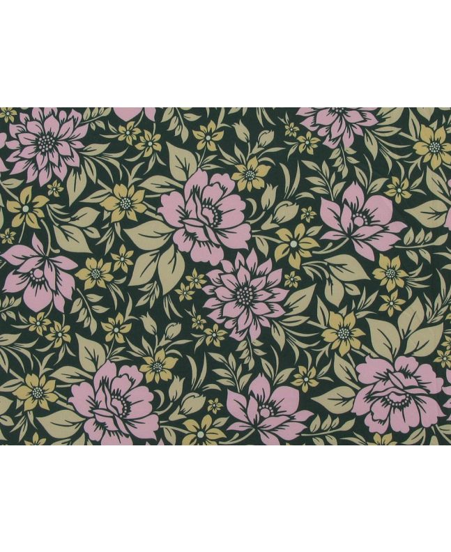 Floral Gerbera Soft Stretch Polyester, Green