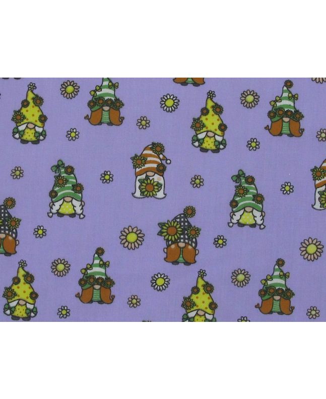 Floral Gonks Polycotton Print, Lavender