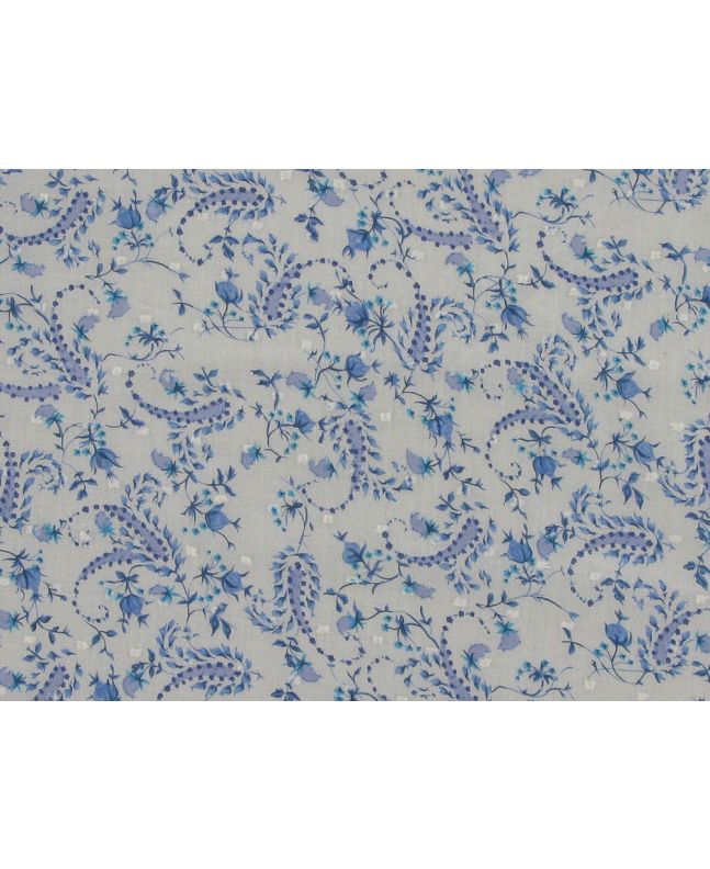 Floral Paisley Dobby Cotton Voile, Blue