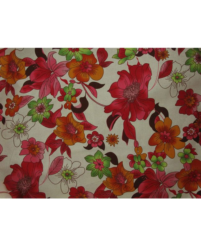 Floral Sprout Linen Look Cotton, Pink