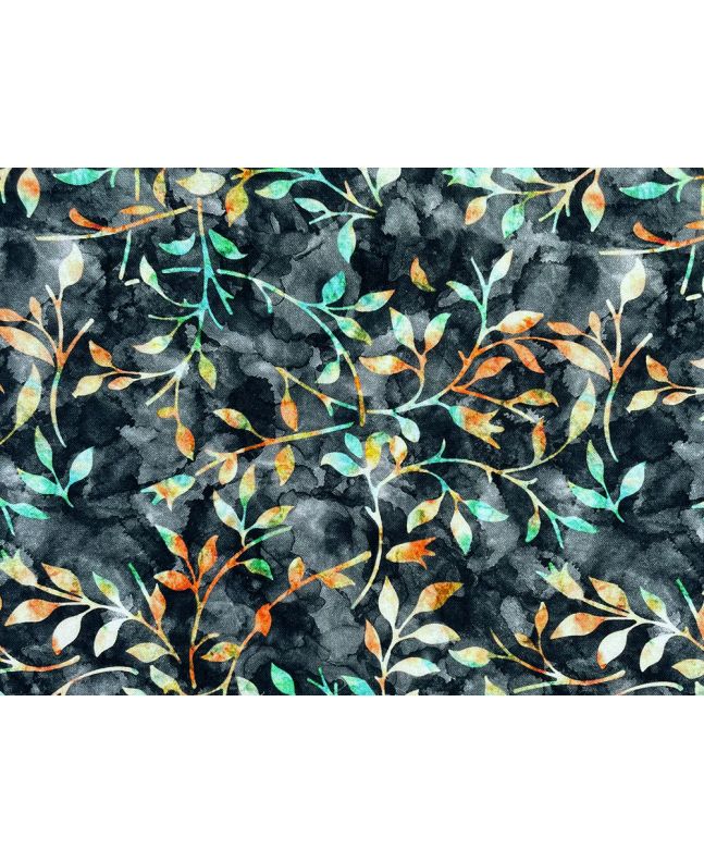 Forest Trail Batik Style Cotton Print, Midnight