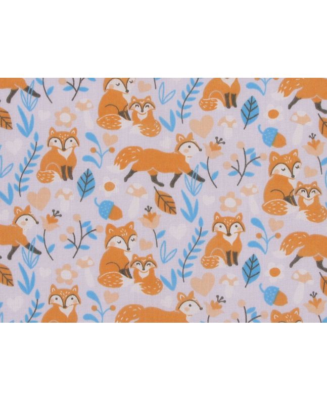 Fox Family Woods Polycotton Print, Lilac