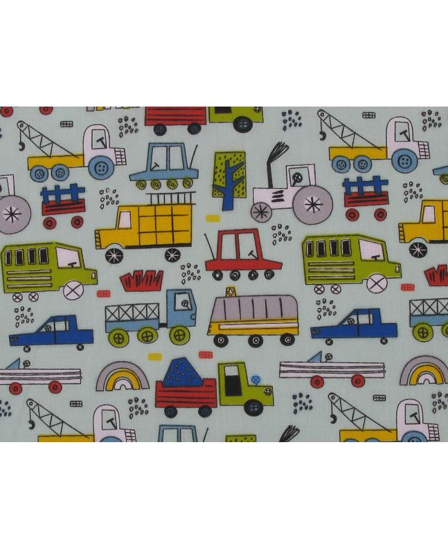 Funtime Vehicles Polycotton Print, Sky