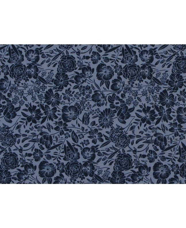 Garden Doodle Cotton Poplin Print, Denim