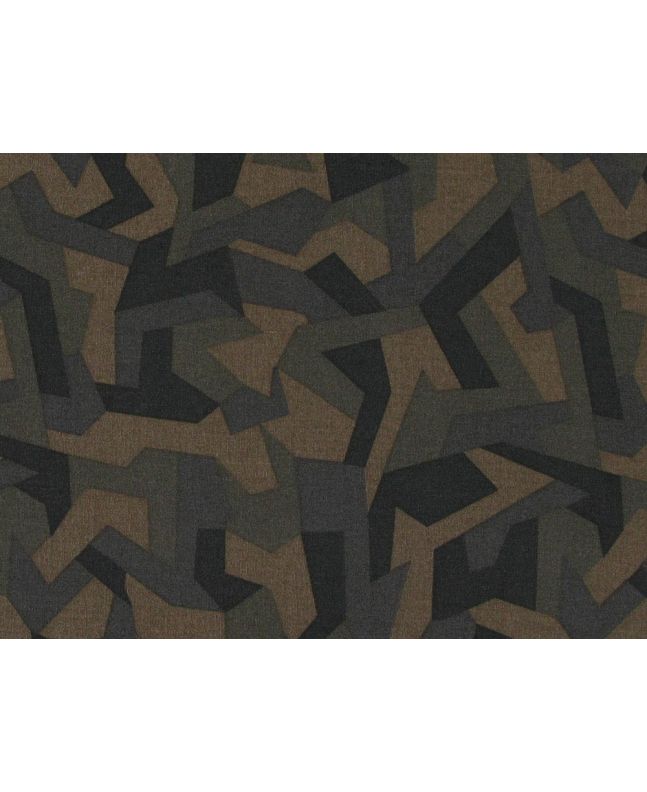 Geometric Camouflage Cotton Poplin Print, Khaki