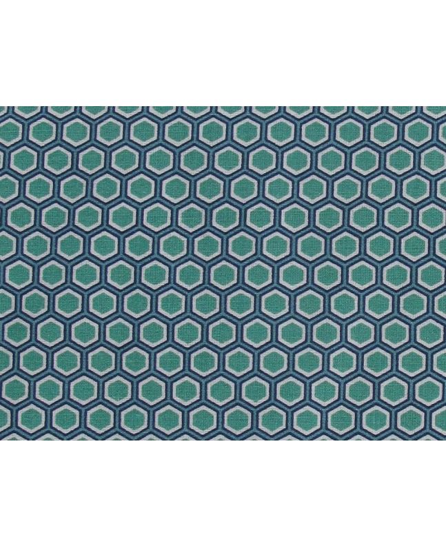 Geometric Honeycomb Cotton Print, Turquoise
