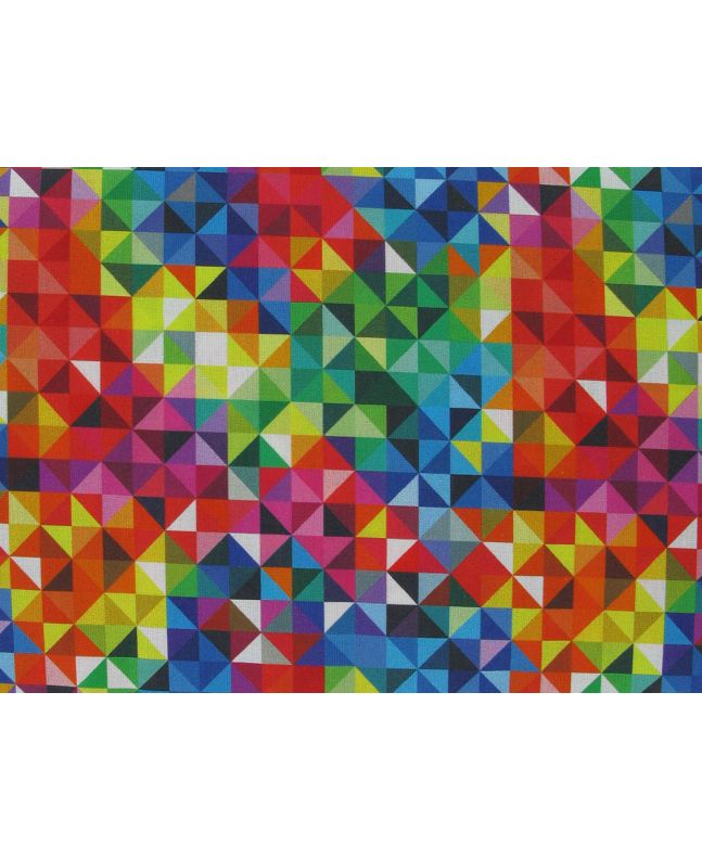 Geometric Rainbow Cotton Print, Multi