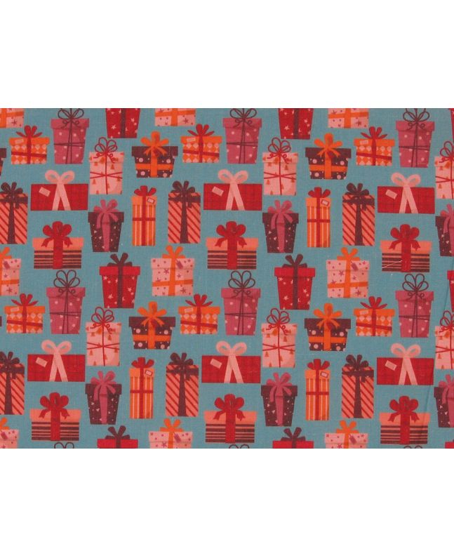 Gifting Season Polycotton Print, Blue