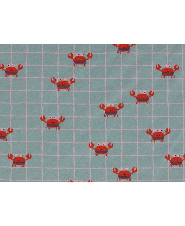 Graph Crab Cotton Jersey Print, Aqua