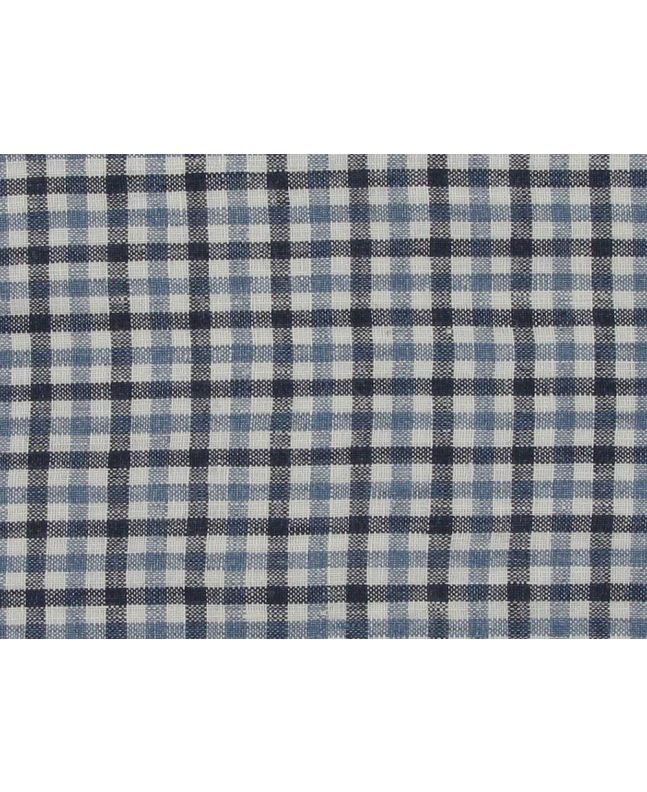 Gurteen Mixed Gingham Delave Irish Linen, Navy Blue White